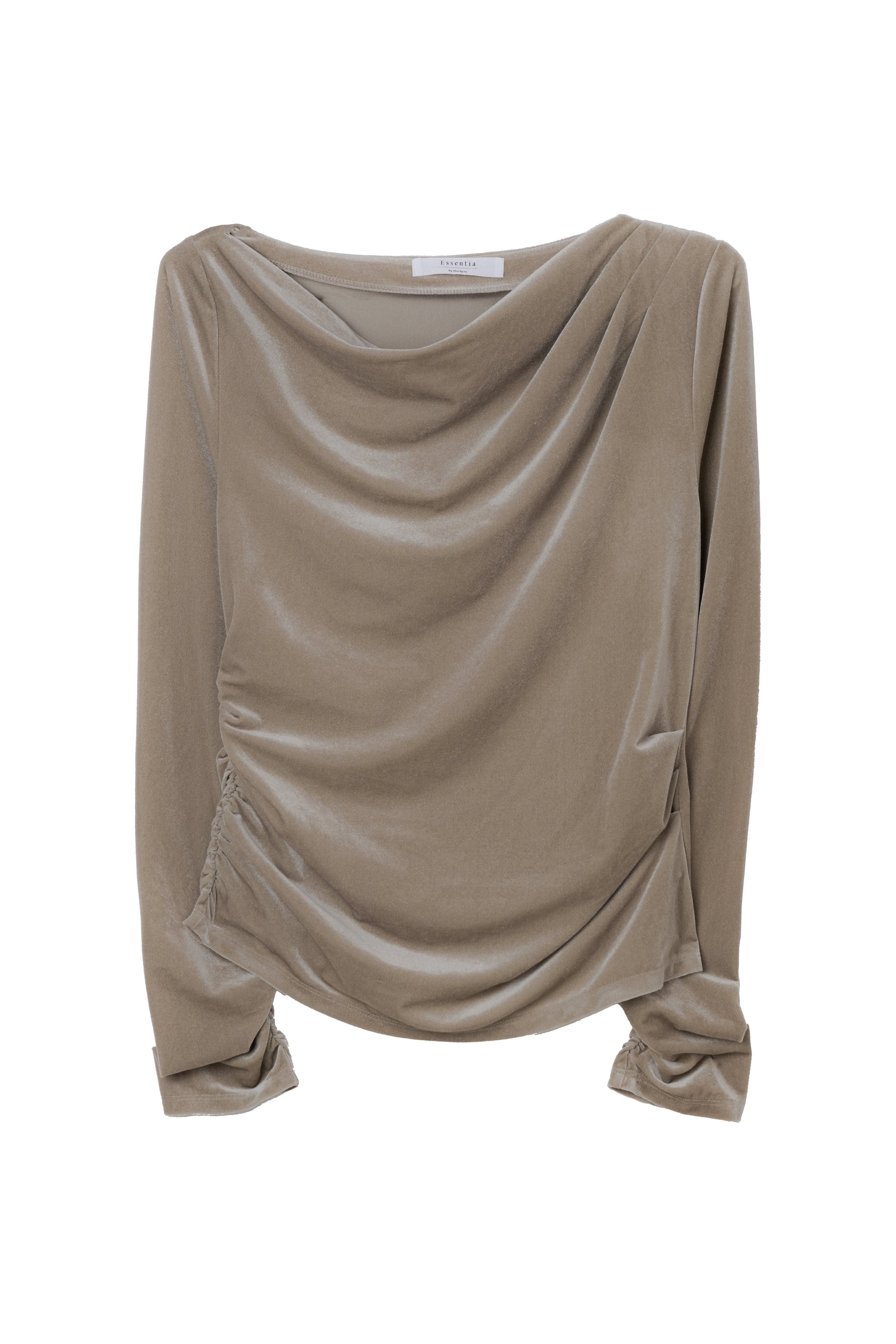 [Ships in early October] ［Essentia］Velour Drape Neck Top