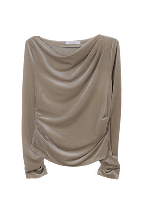 [Ships in early October] ［Essentia］Velour Drape Neck Top
