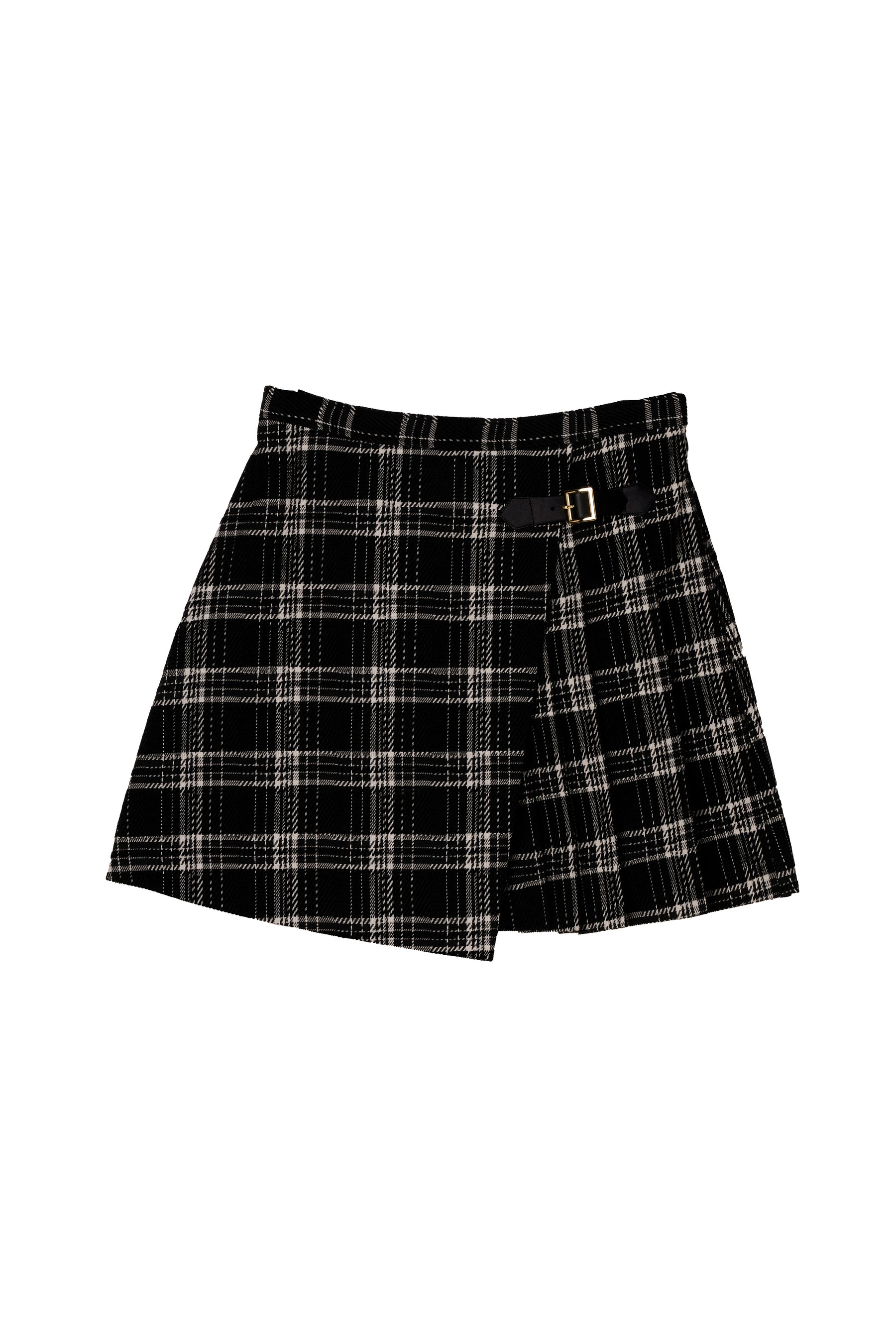 Side-Pleat Check Mini Skirt
