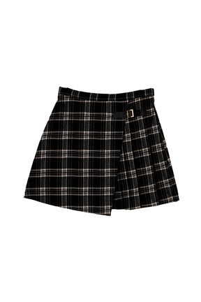 Side-Pleat Check Mini Skirt
