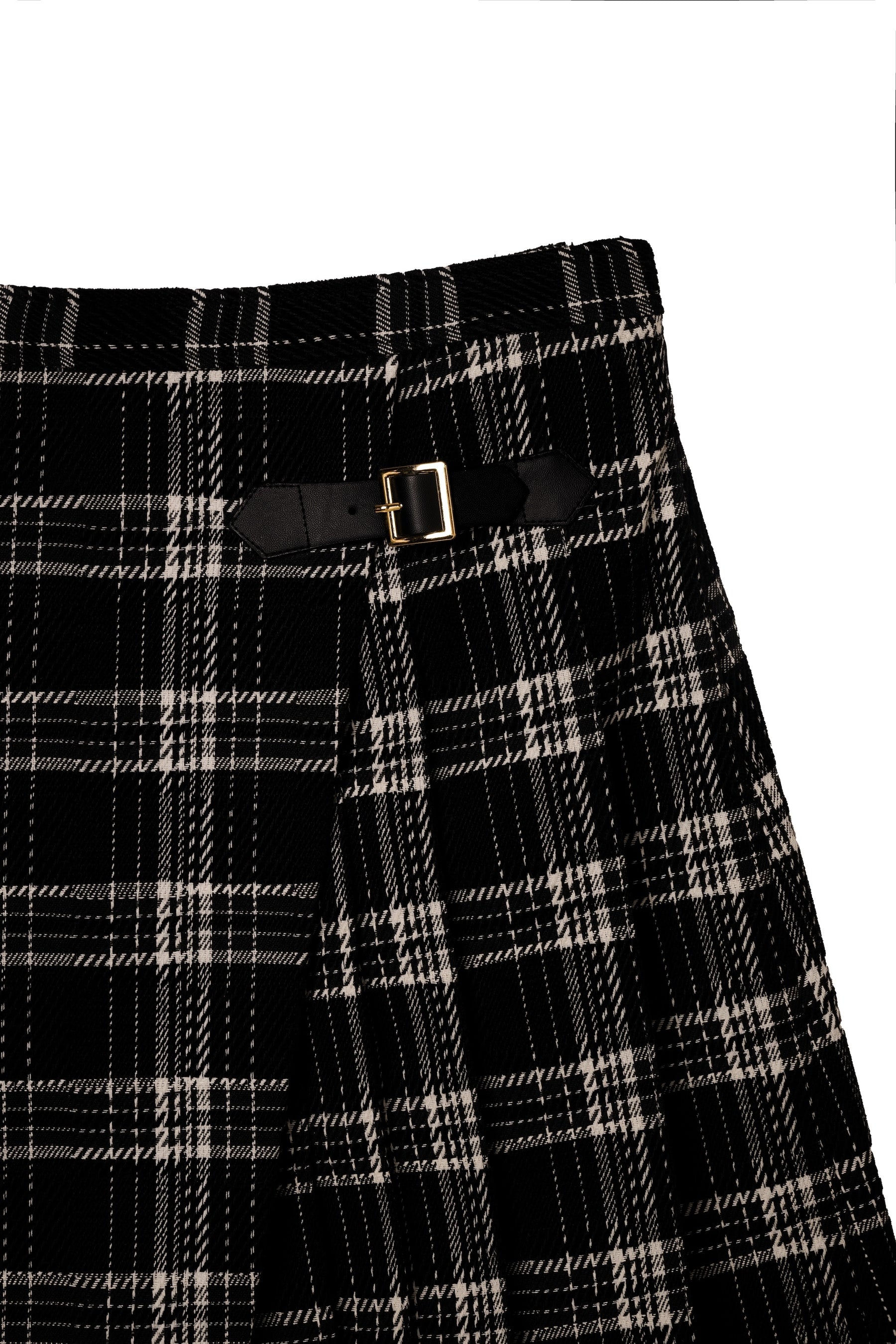 Side-Pleat Check Mini Skirt