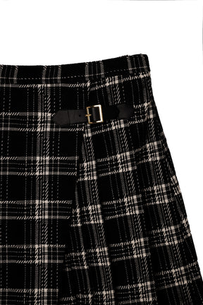 Side-Pleat Check Mini Skirt