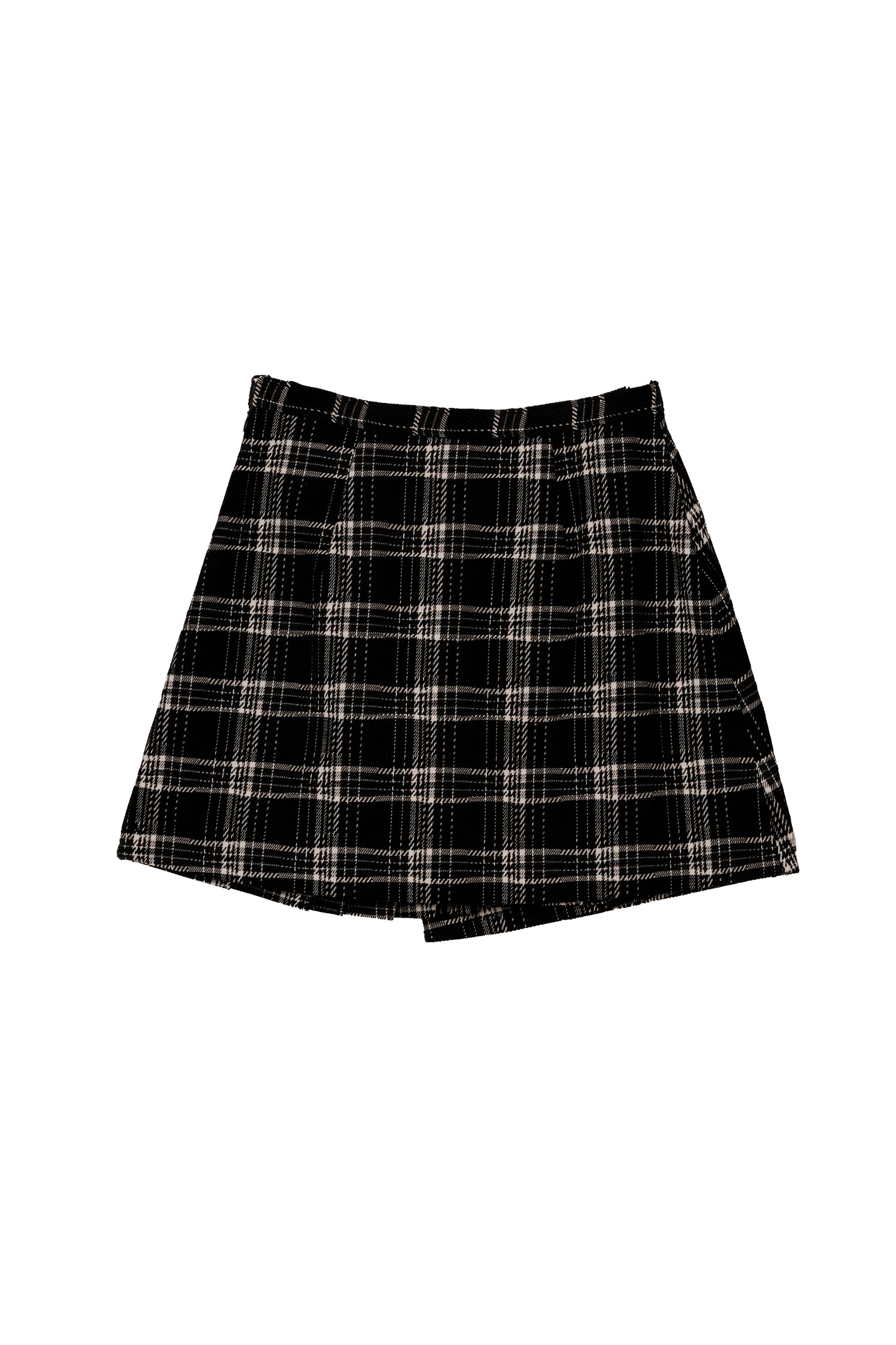 Side-Pleat Check Mini Skirt
