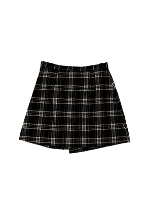 Side-Pleat Check Mini Skirt
