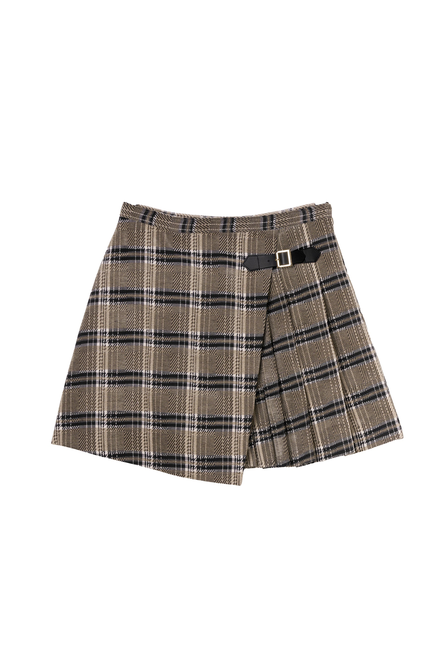 Side-Pleat Check Mini Skirt