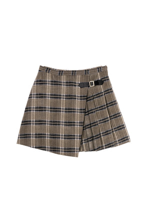 Side-Pleat Check Mini Skirt