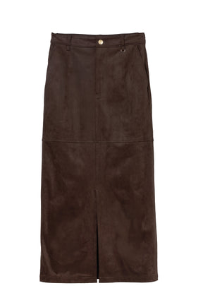［Essentia］Suede Slit Long Skirt