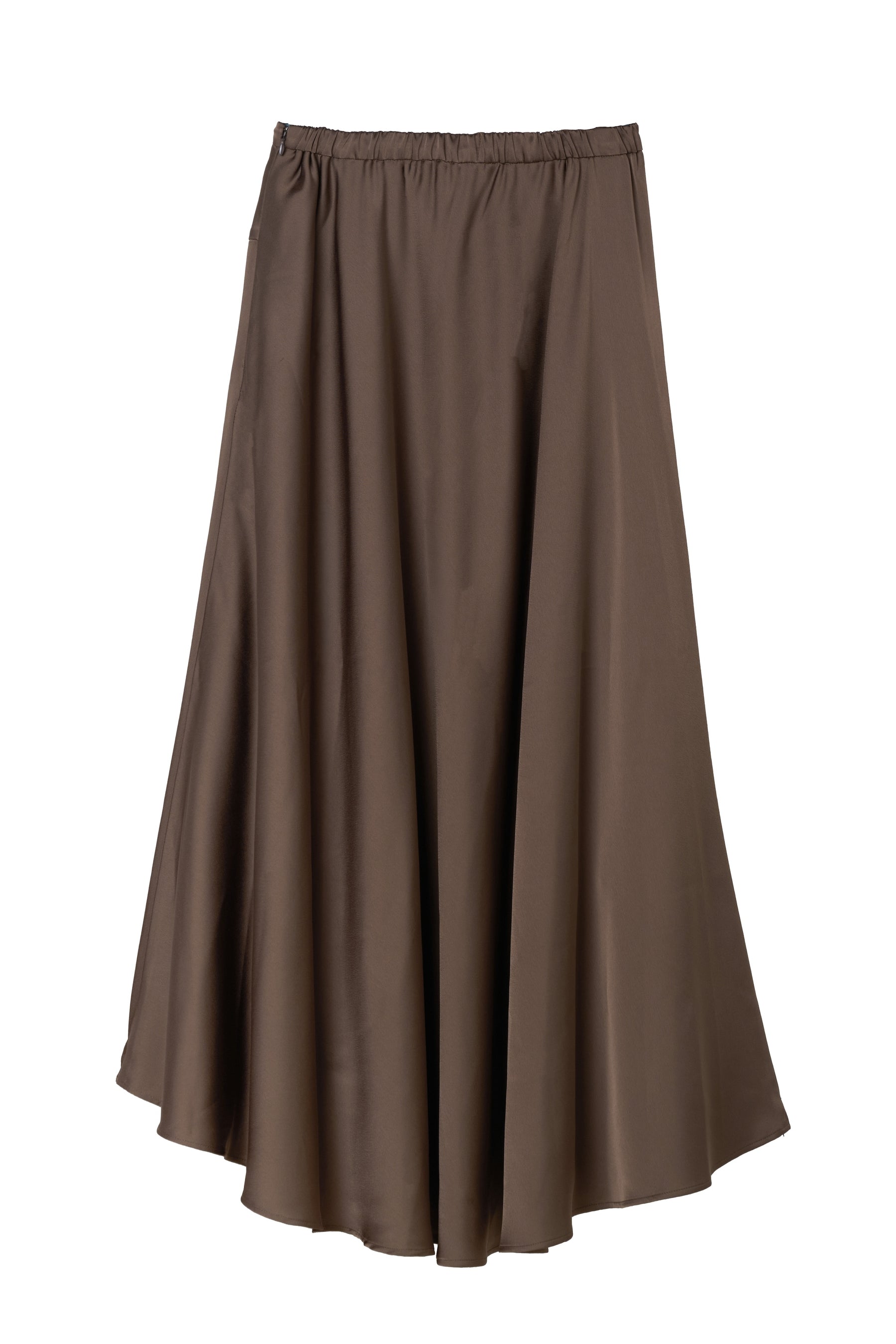 [Ships in last September]［Essentia］Asymmetric-Hem Satin Skirt