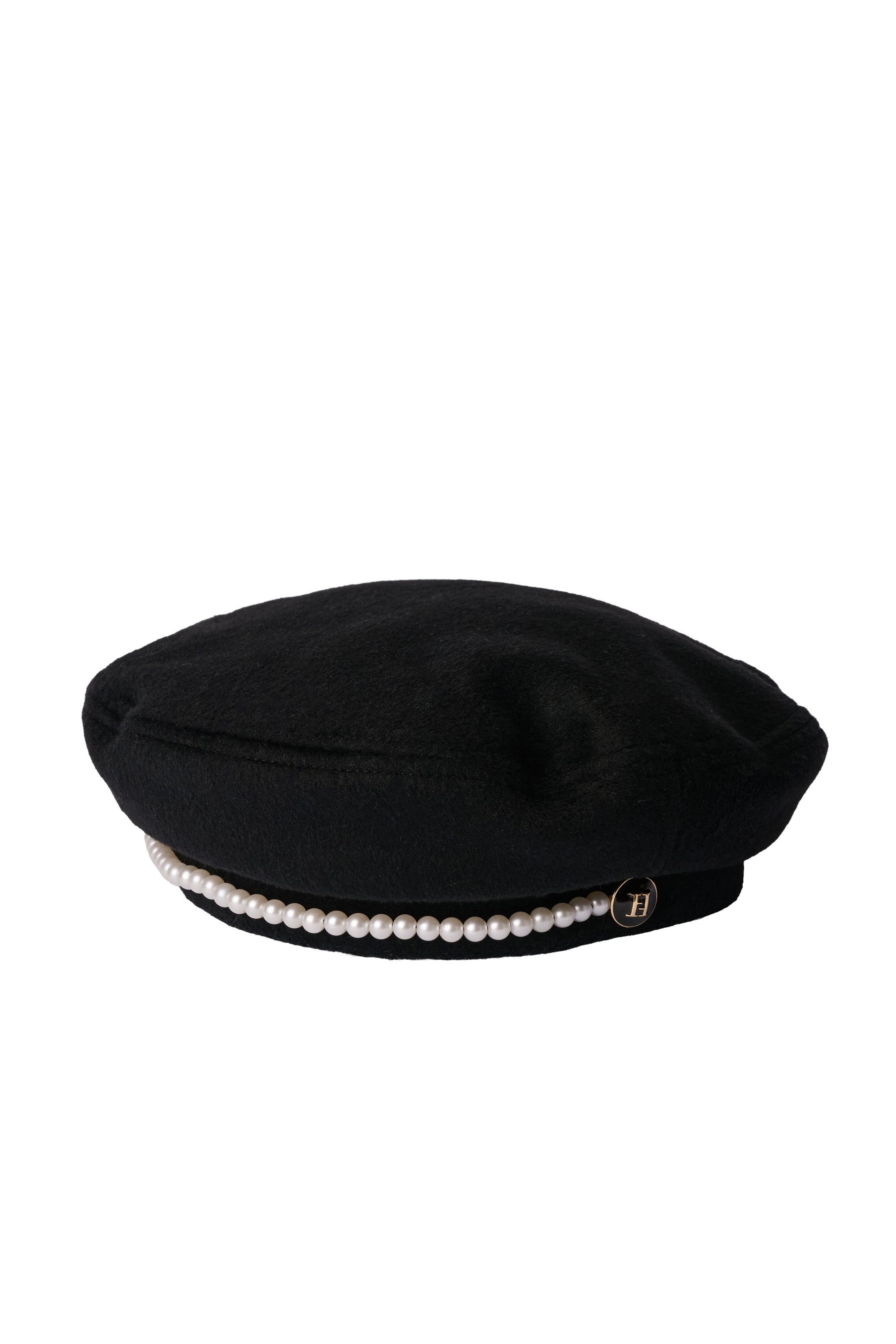 Pearl-Trimmed Melton Beret