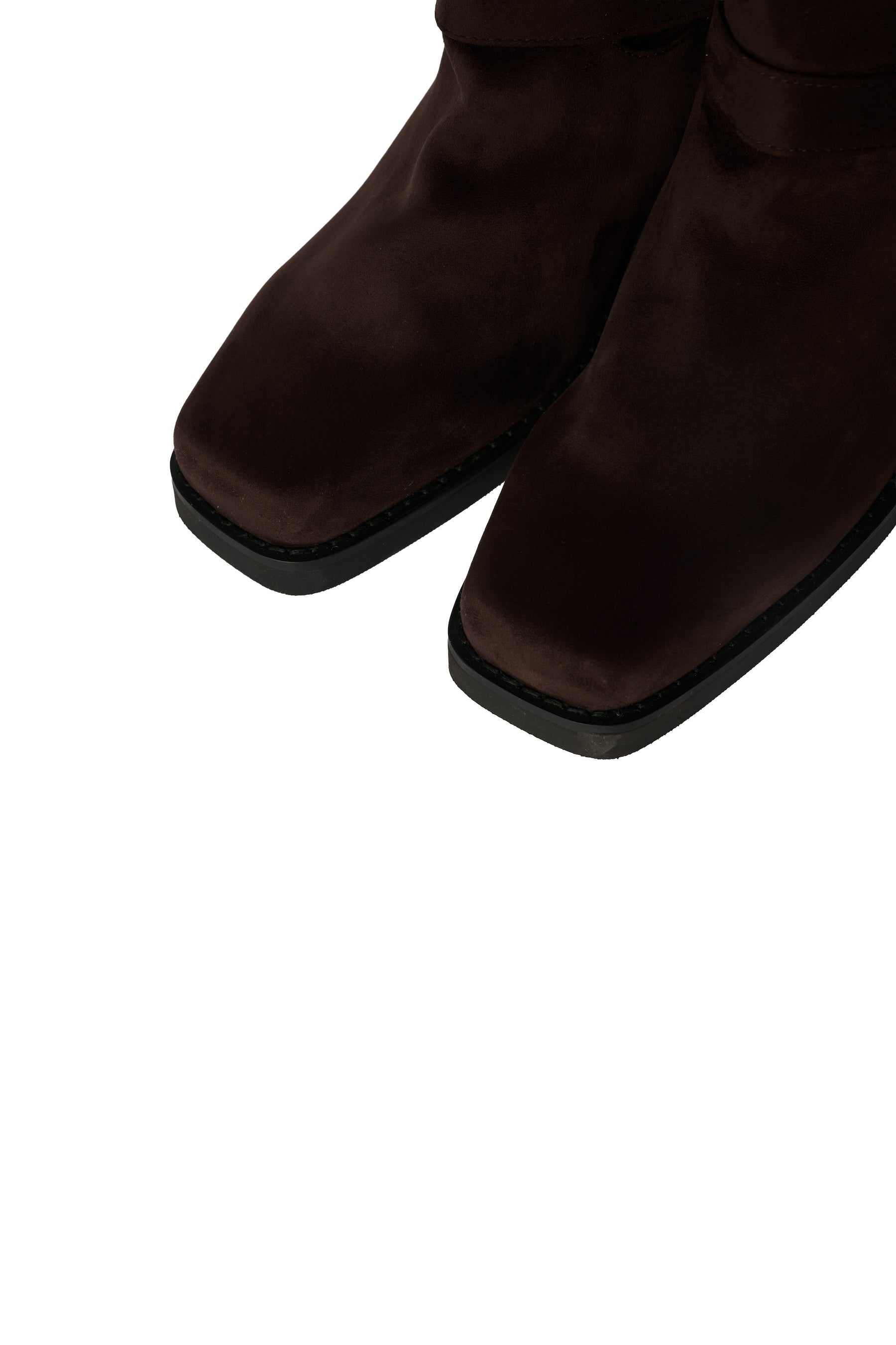 Square-Toe Double-Buckle Boots