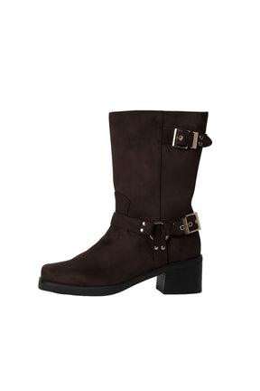 Square-Toe Double-Buckle Boots