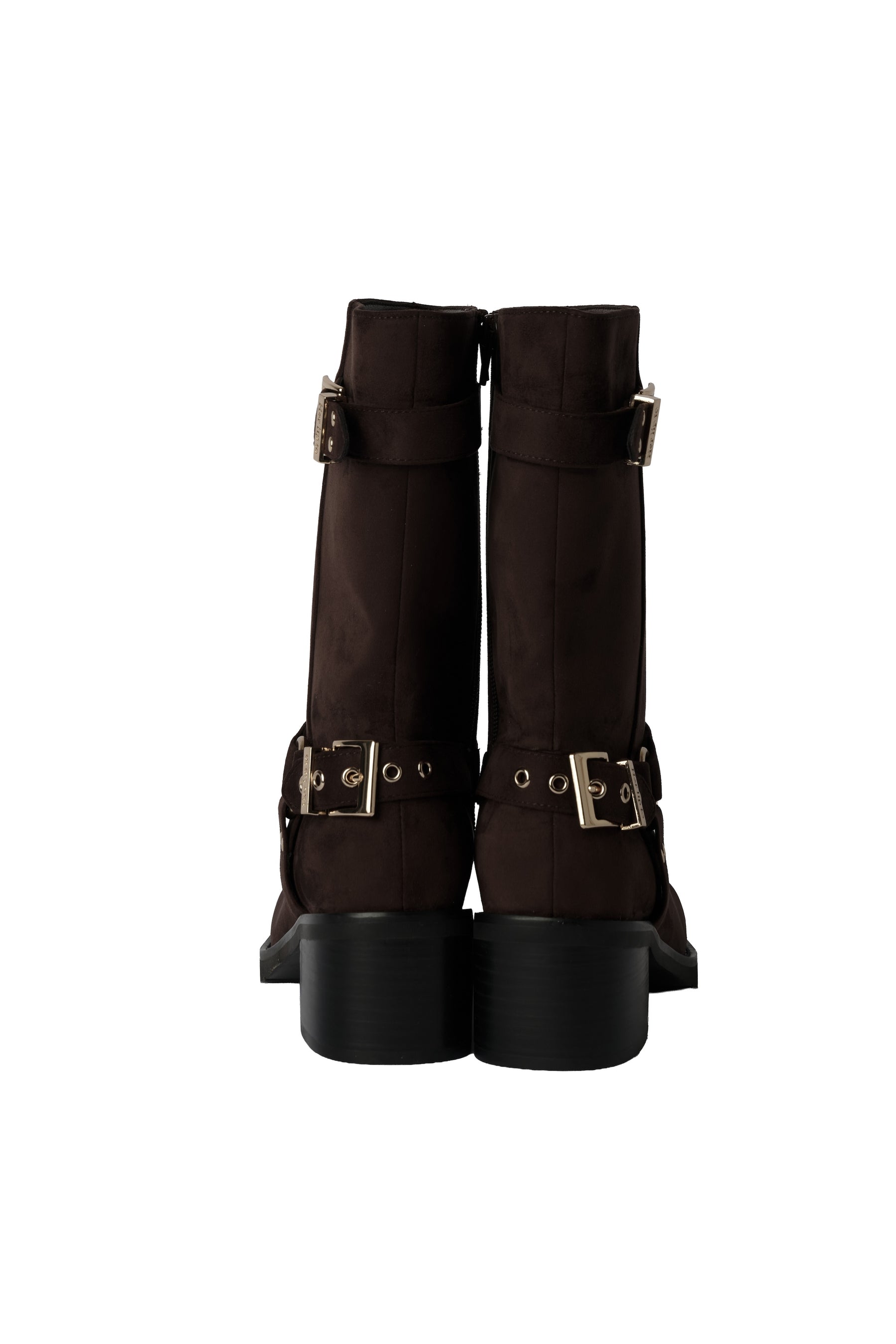 Square-Toe Double-Buckle Boots