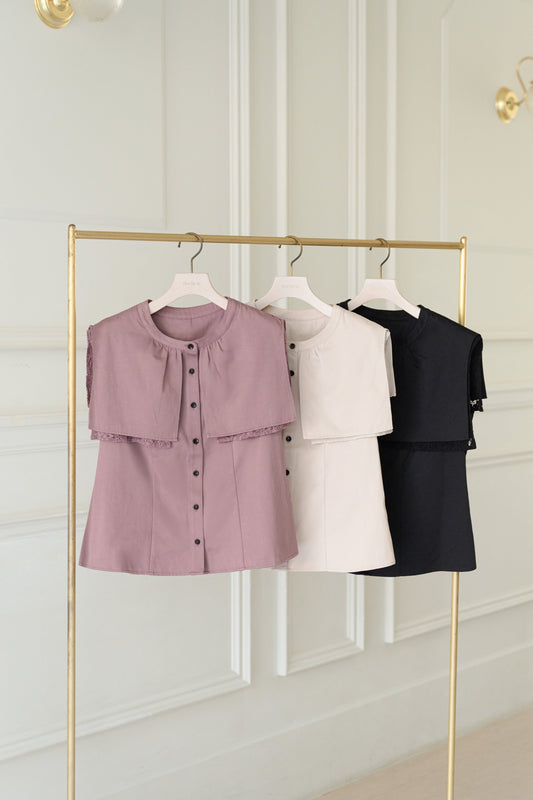 【9月中旬発送】Layered Lace Collar Blouse