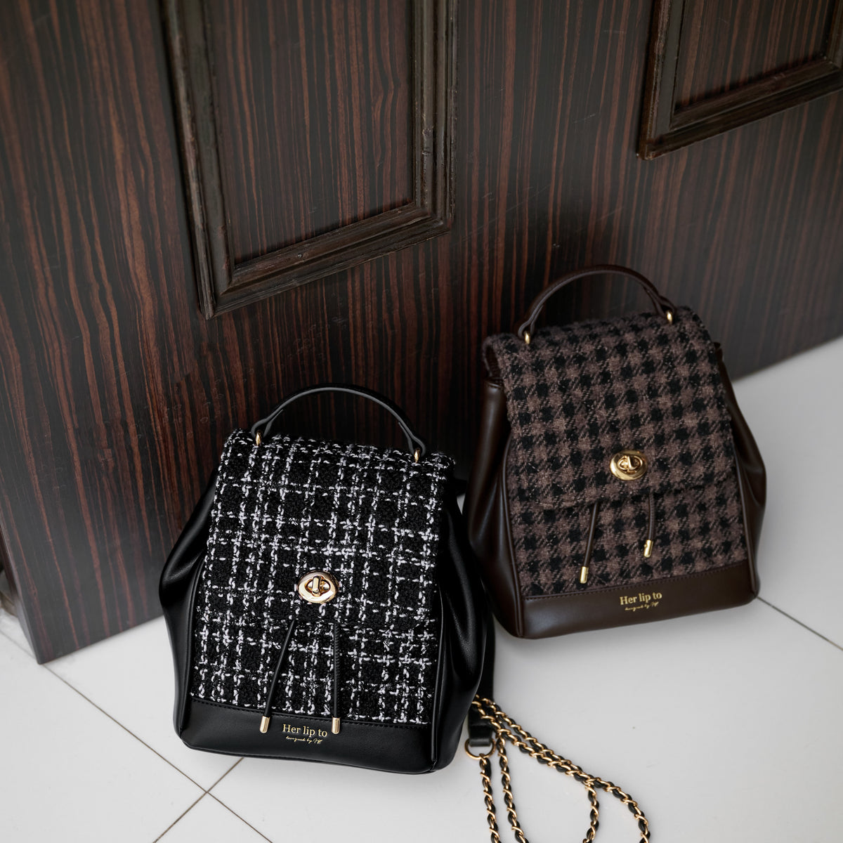 バッグ herlipto Tweed Mini Backpack Tweed Mini Backpack