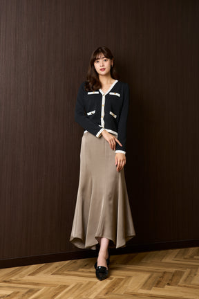 Asymmetry Hem Satin Skirt