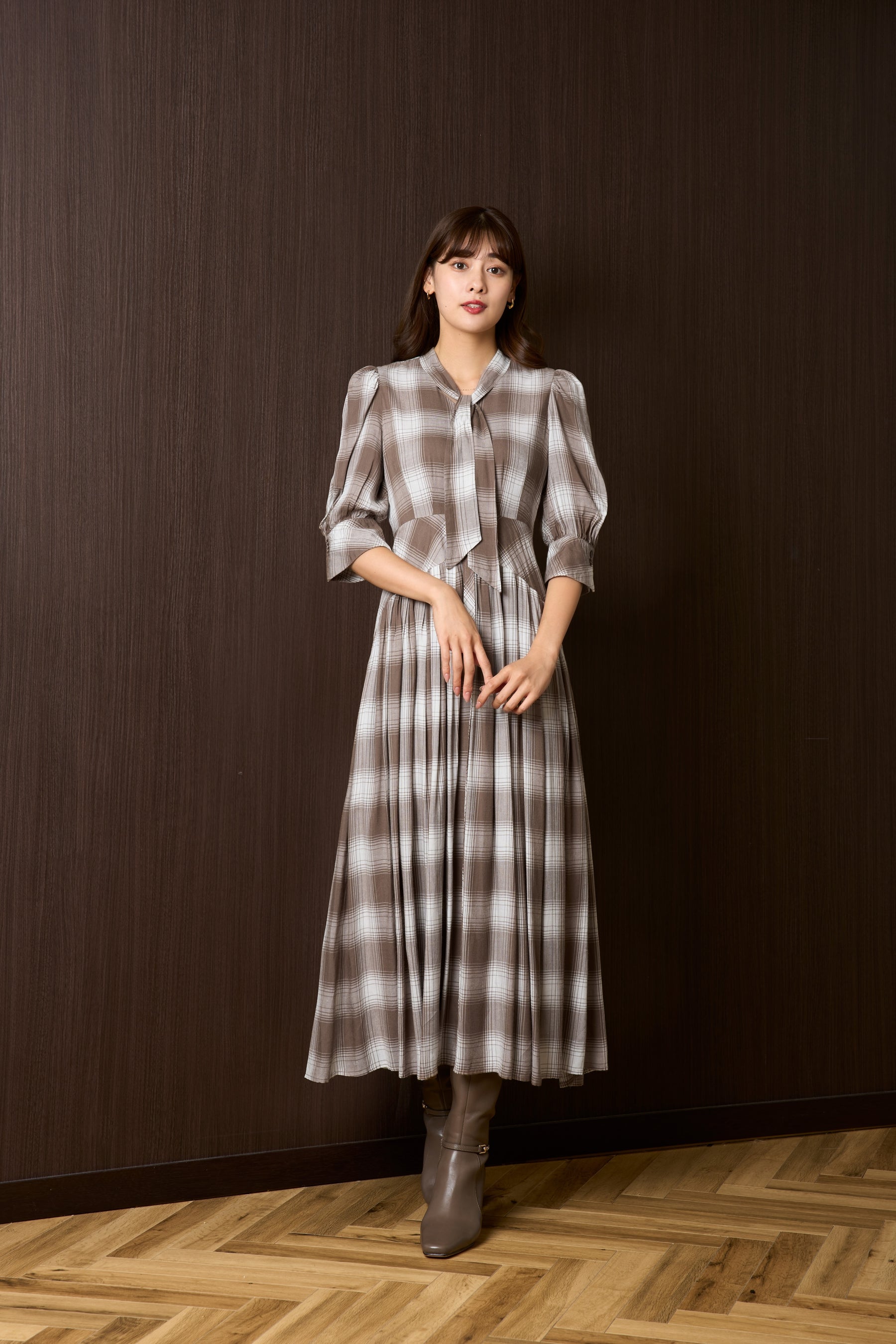 【9月中旬出貨】Chelsea Checked Tie Dress