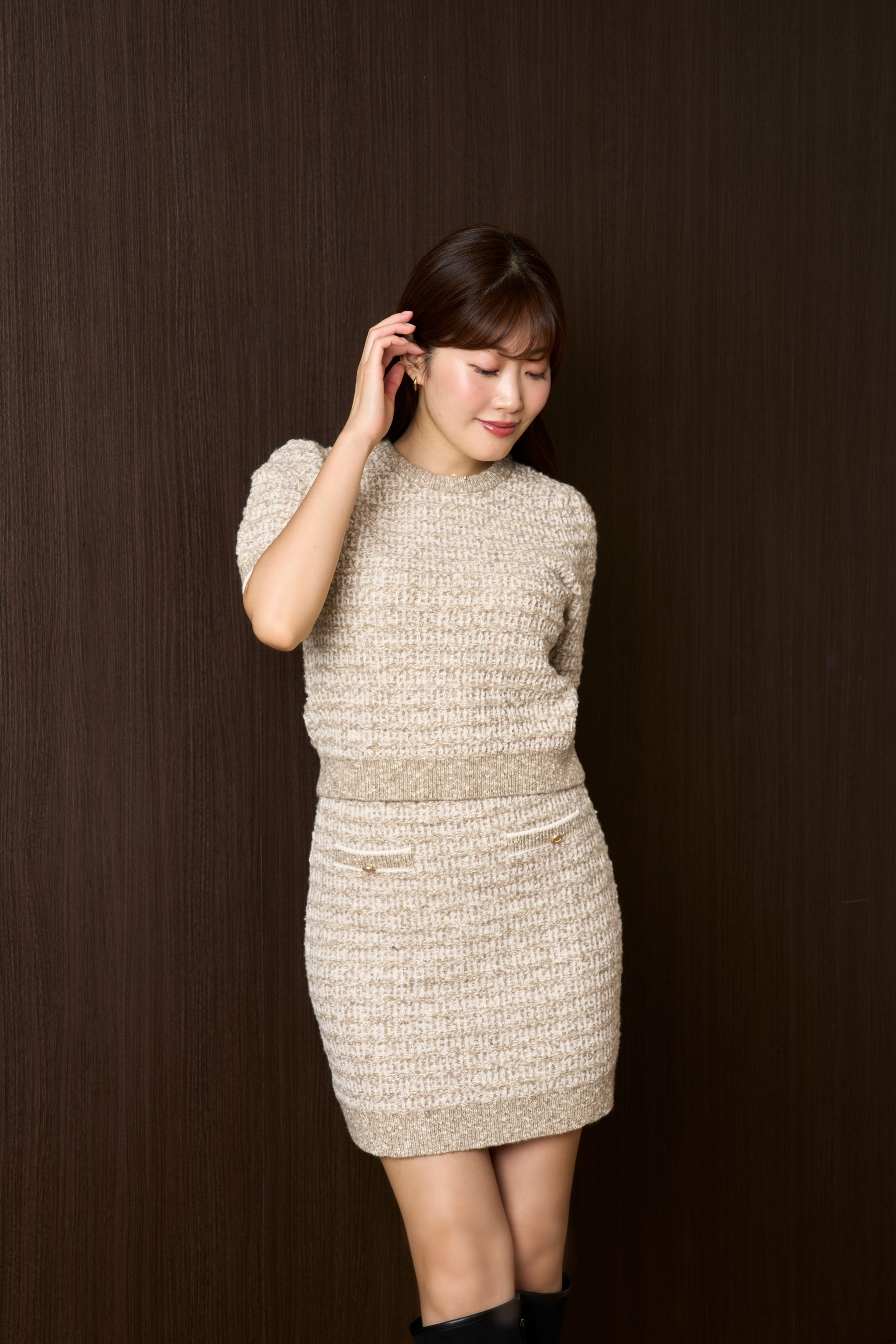 【9月中旬出貨】Twinkle Tweed Knit Set