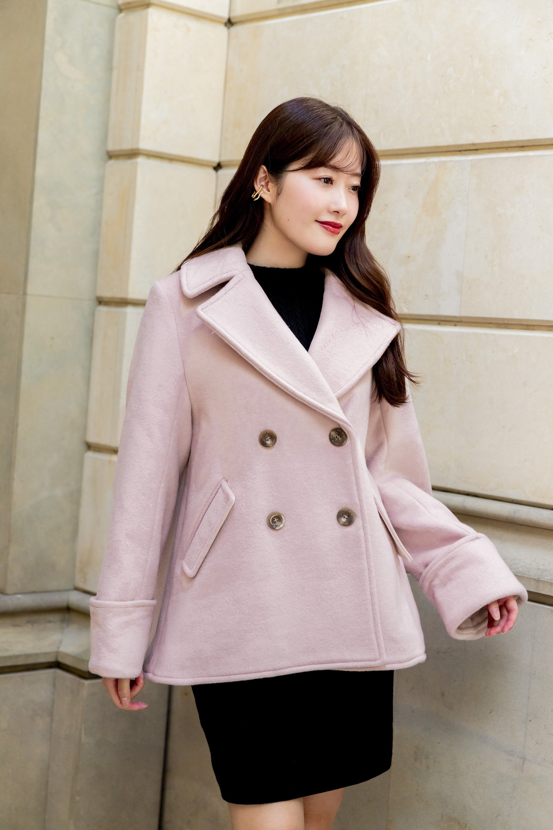 Her lip to♡Proust Wool-Blend Melton Coat-