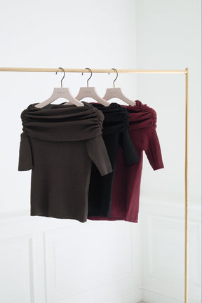 Gathered Rib Knit Top