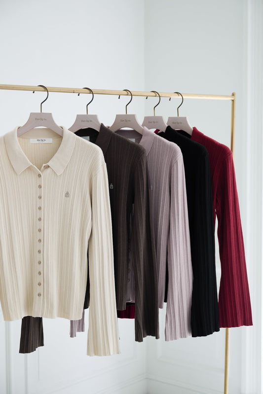 【9月中旬発送】Trois Rib Knit Polo Top