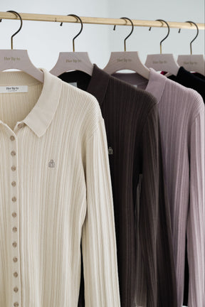 【9月中旬発送】Trois Rib Knit Polo Top