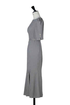 Houndstooth Belted Mermaid Dress