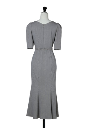 Houndstooth Belted Mermaid Dress