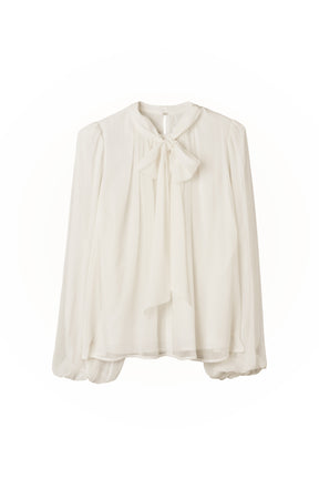 【新色】Two-Way Bow-Tie Chiffon Blouse