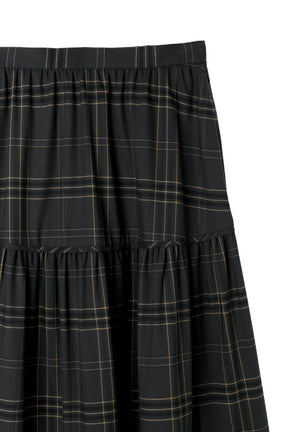 Checked Tiered Long Skirt