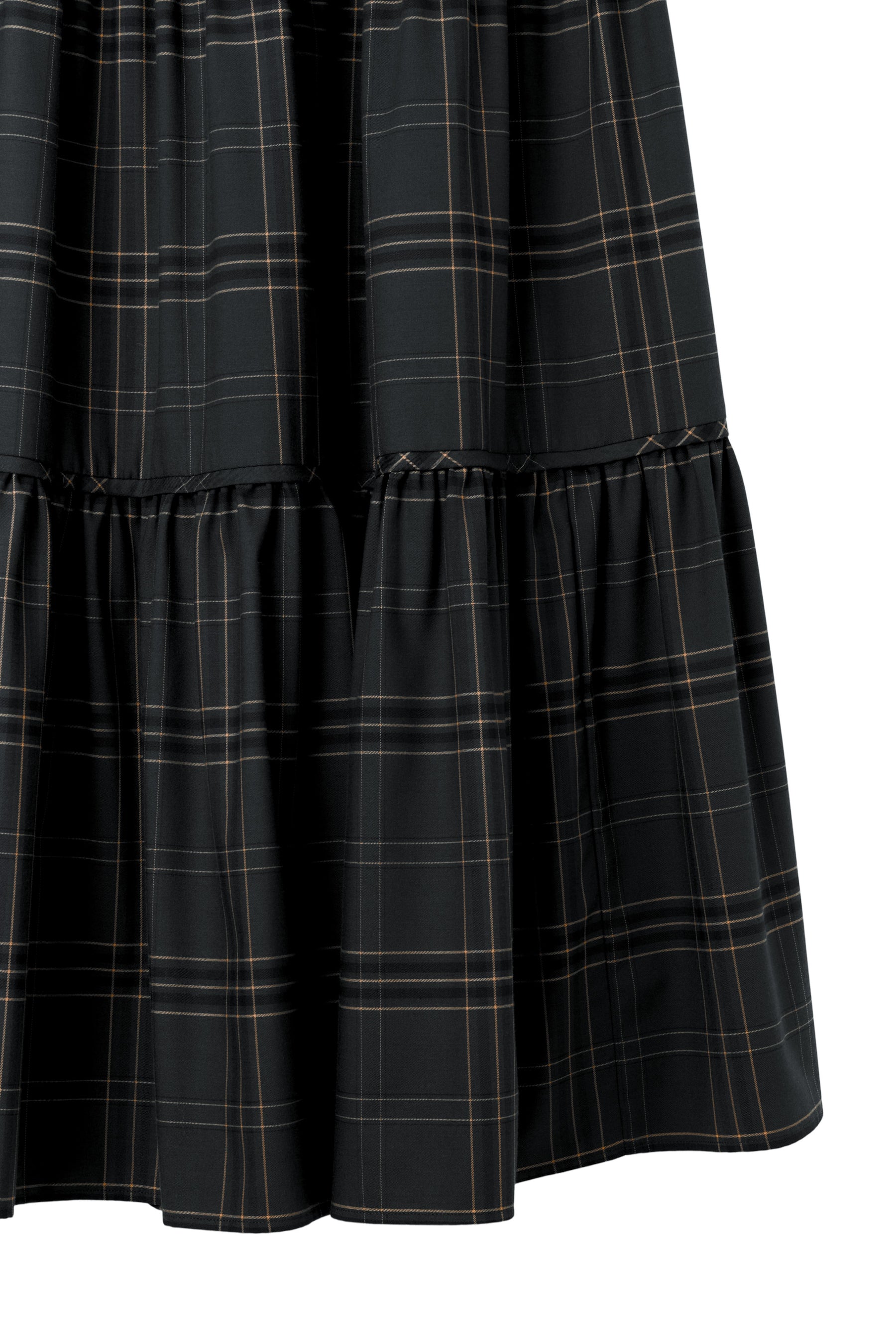 Checked Tiered Long Skirt