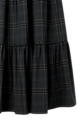 Checked Tiered Long Skirt