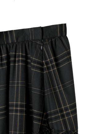 Checked Tiered Long Skirt