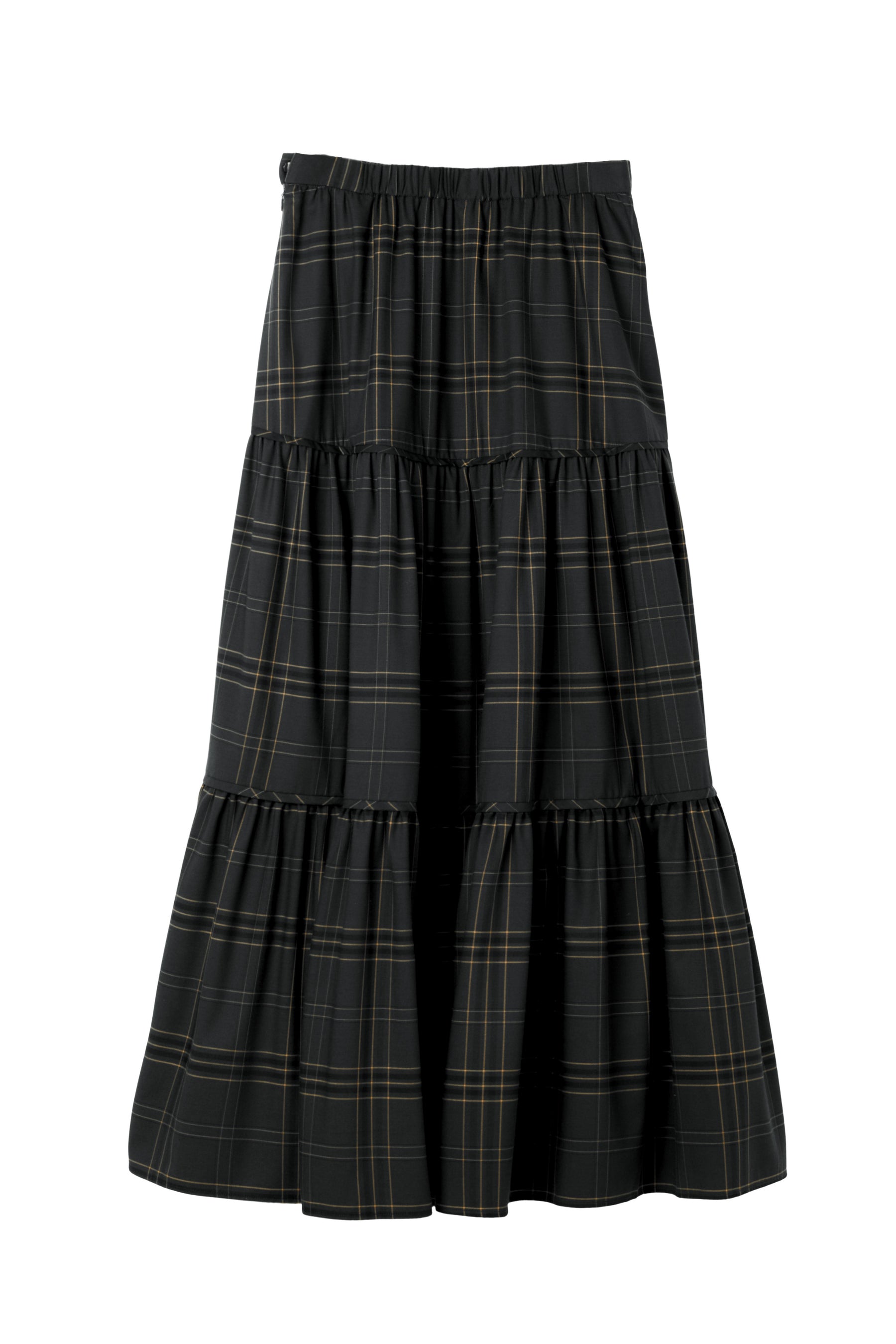 Checked Tiered Long Skirt