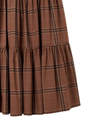 Checked Tiered Long Skirt