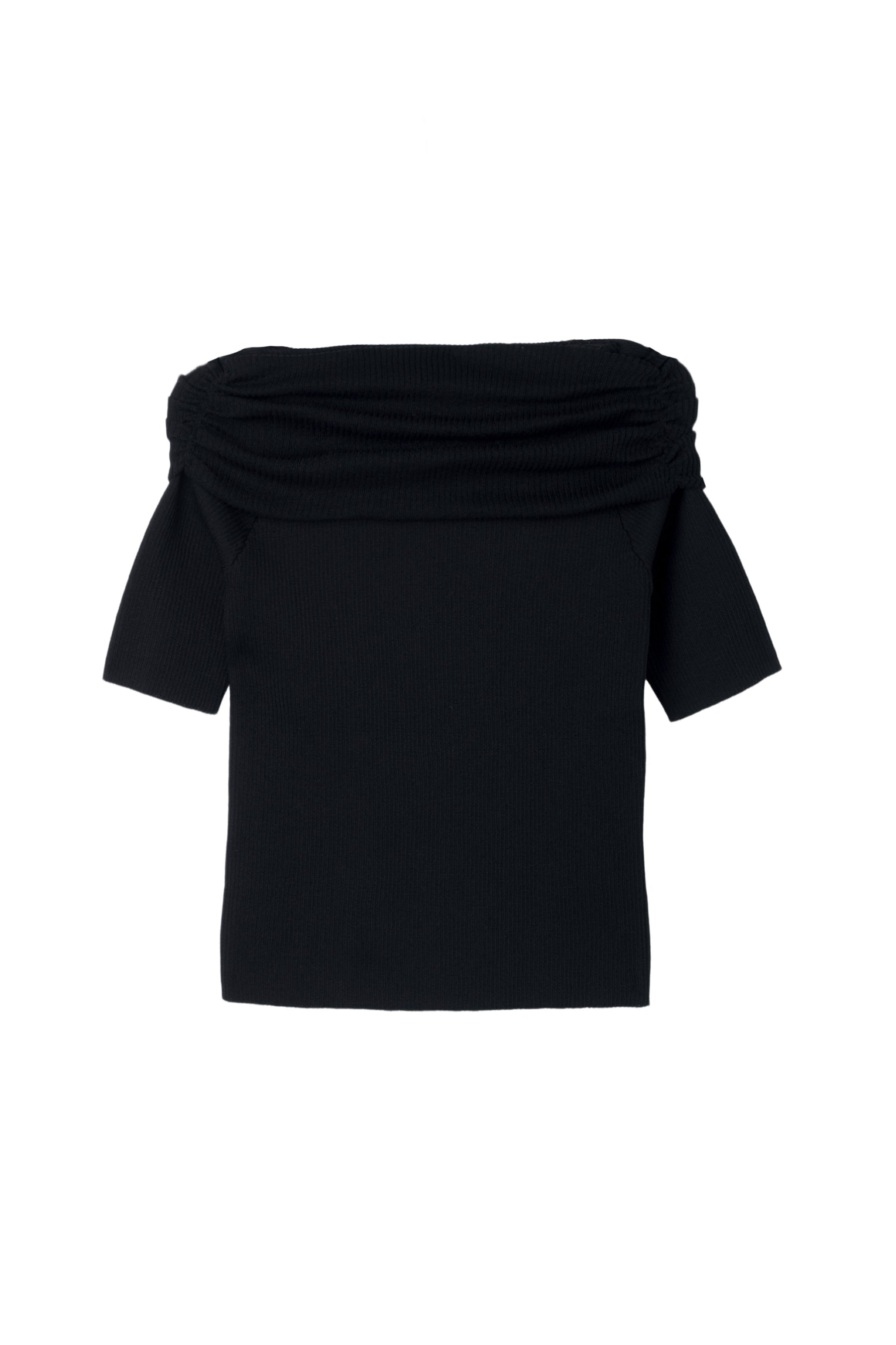Gathered Rib Knit Top