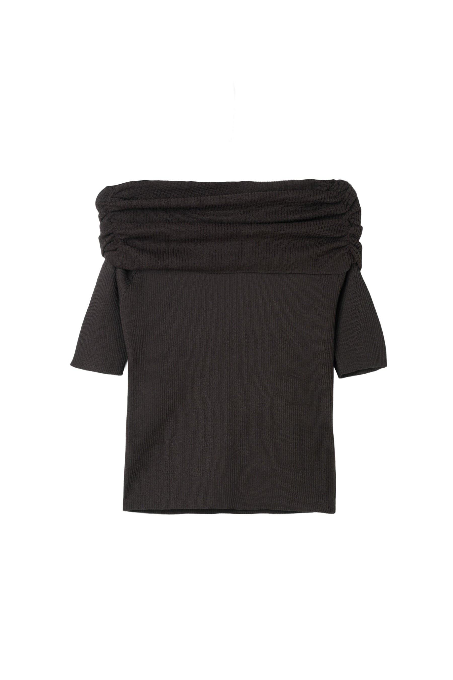 Gathered Rib Knit Top