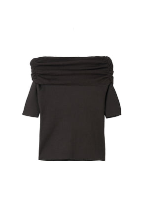 Gathered Rib Knit Top