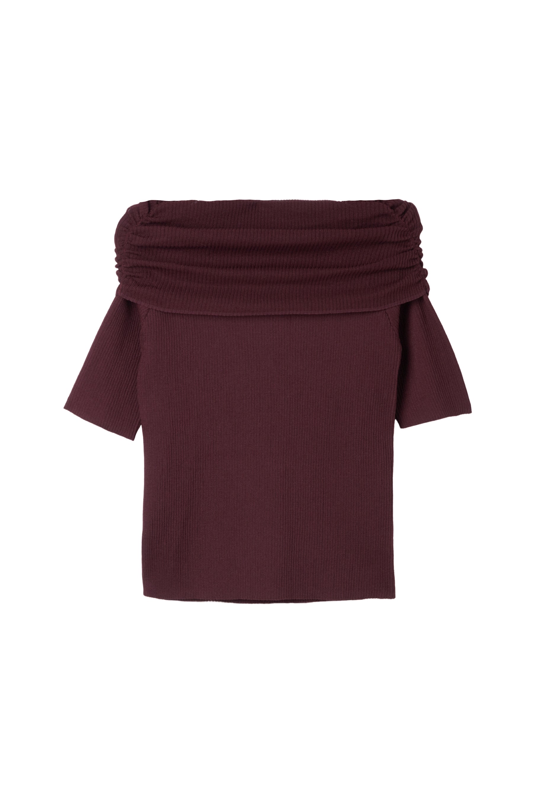 Gathered Rib Knit Top