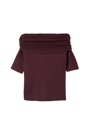 Gathered Rib Knit Top