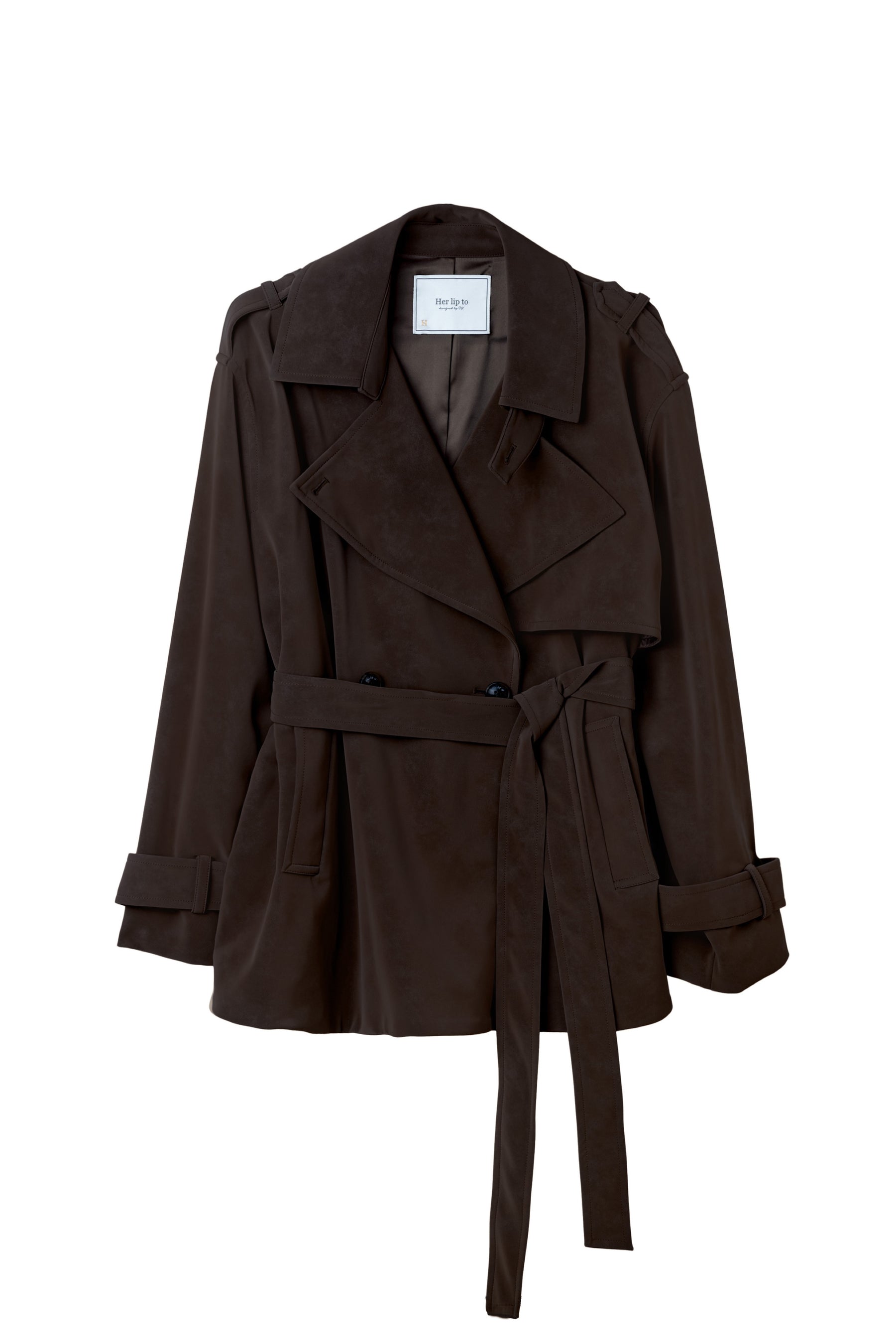 Faux Suede Belted Jacket