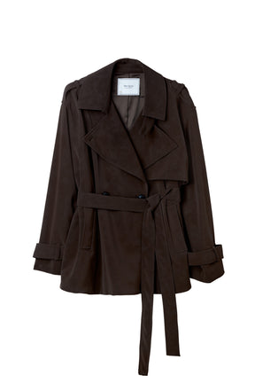 Faux Suede Belted Jacket