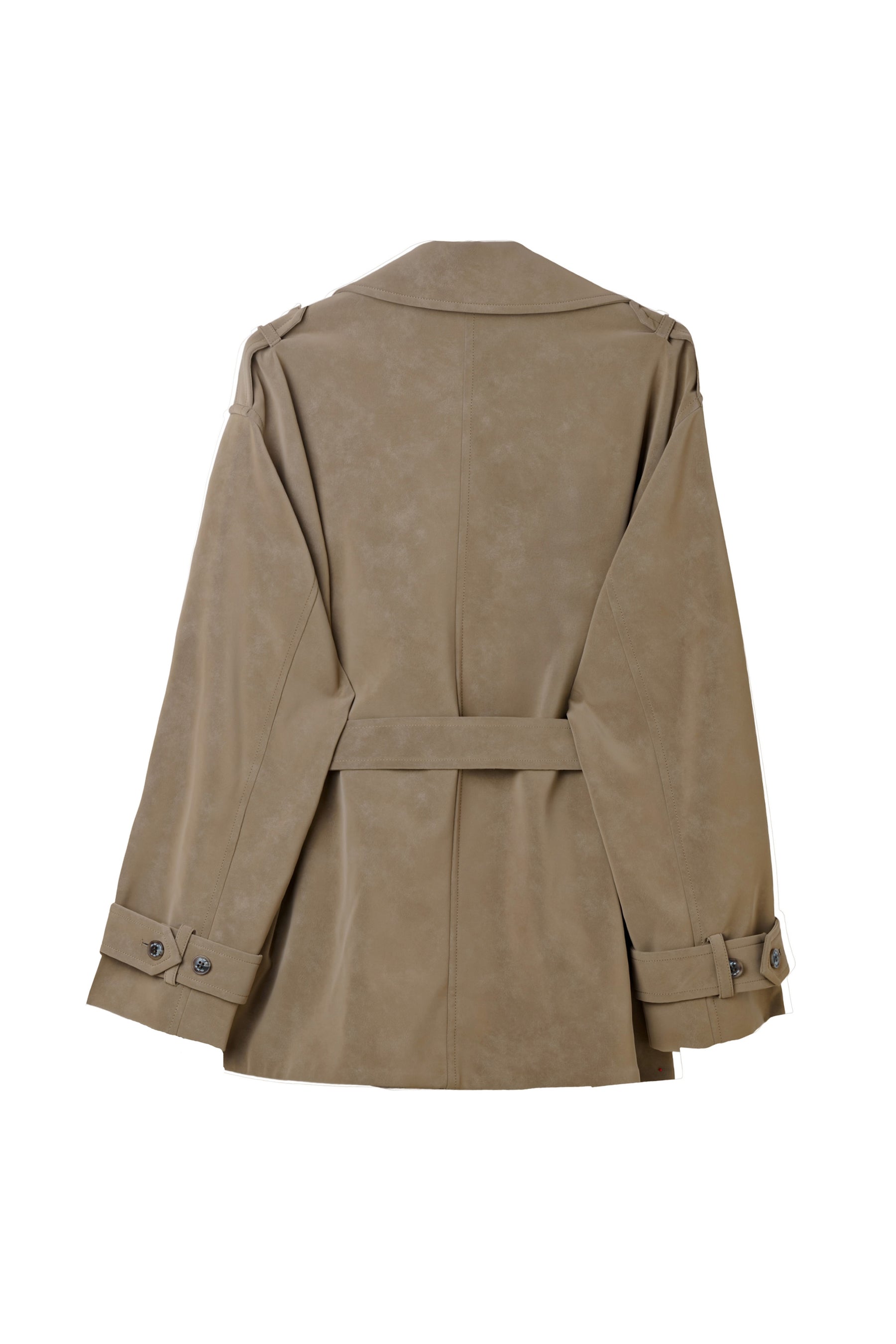 Faux Suede Belted Jacket