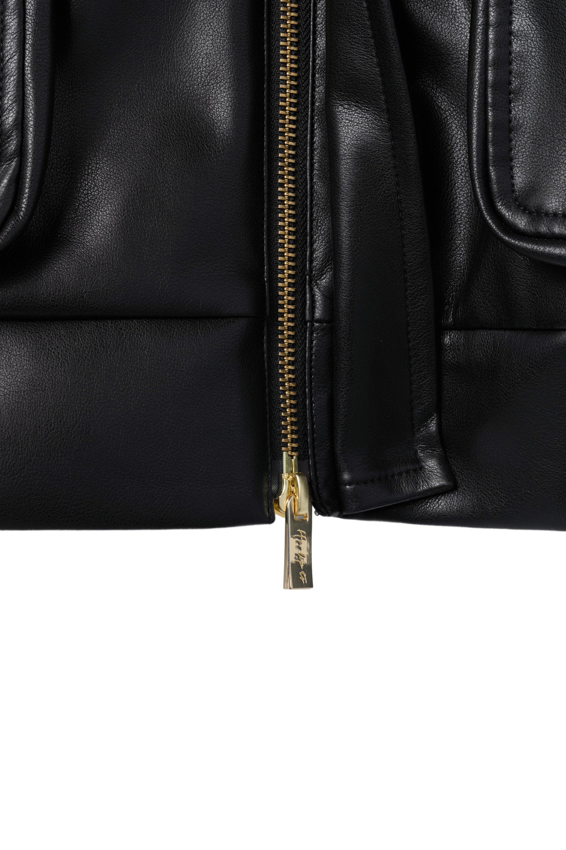Ribbon-Tie Faux Leather Jacket