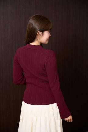 【9月中旬出貨】Trois Rib Knit Polo Top