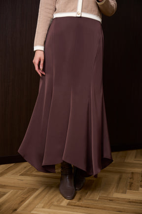 【新色】Asymmetry Hem Satin Skirt