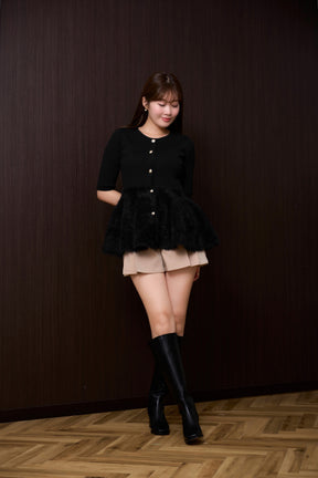Peplum Fur Knit Top