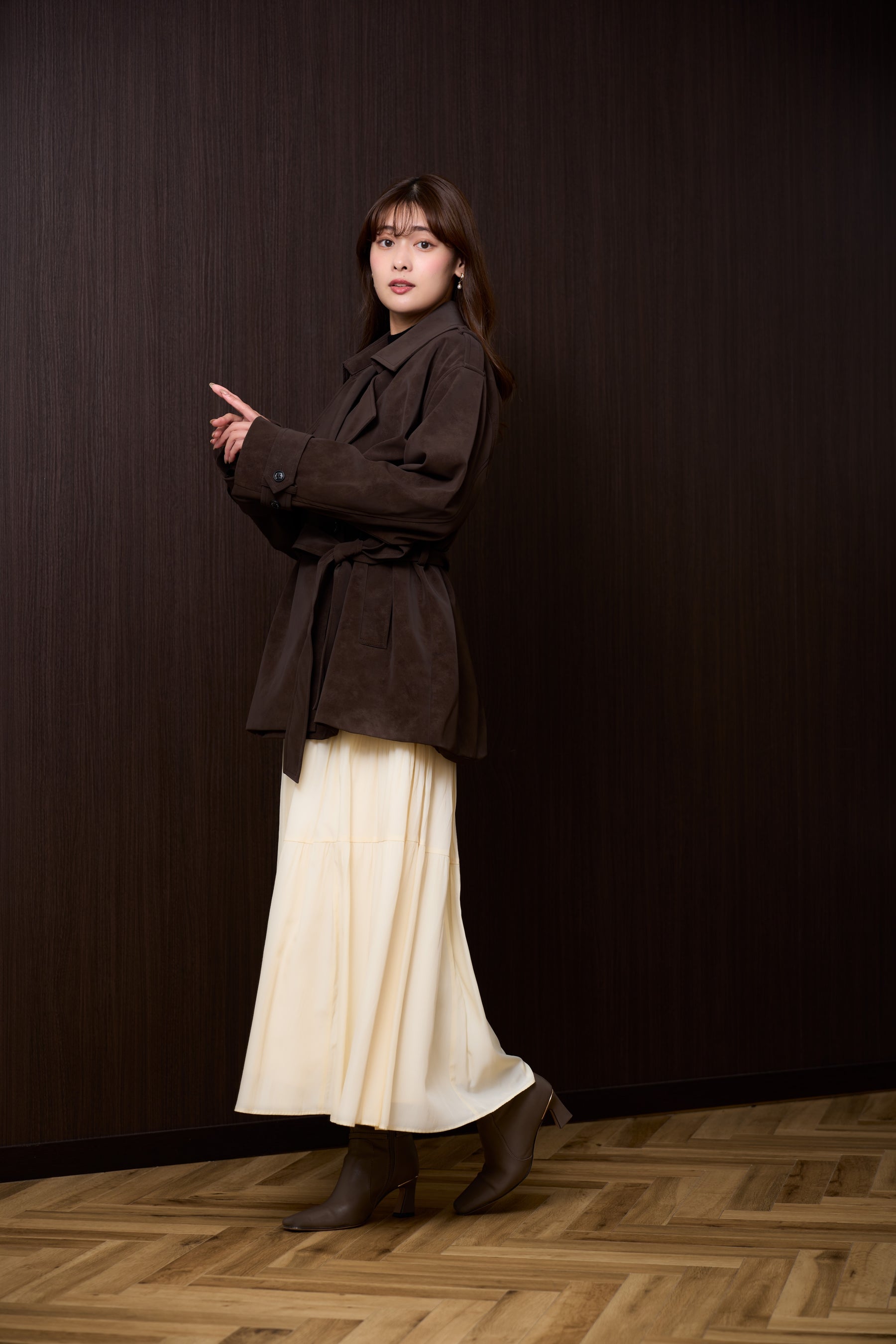 Faux Suede Belted Jacket