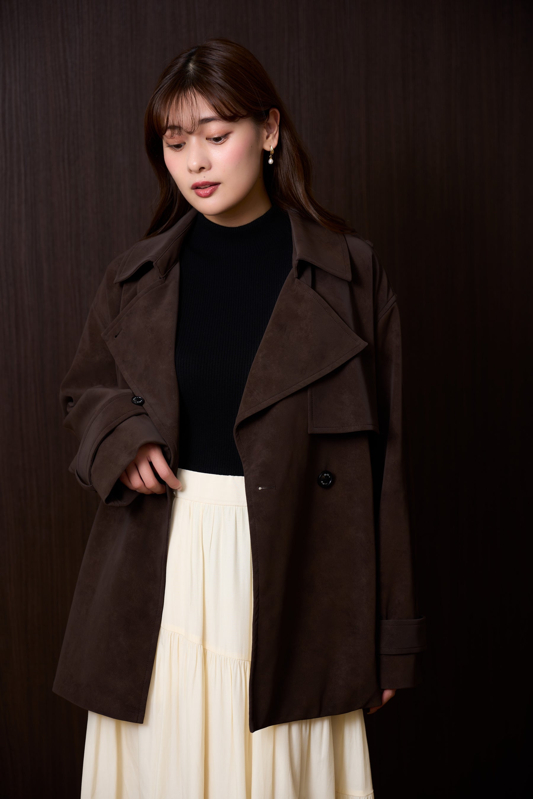 Faux Suede Belted Jacket