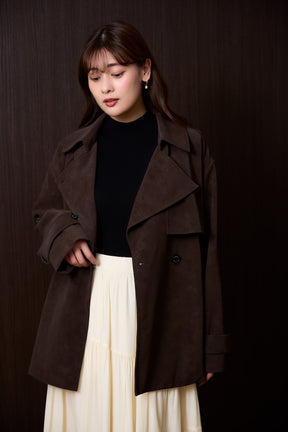 Faux Suede Belted Jacket