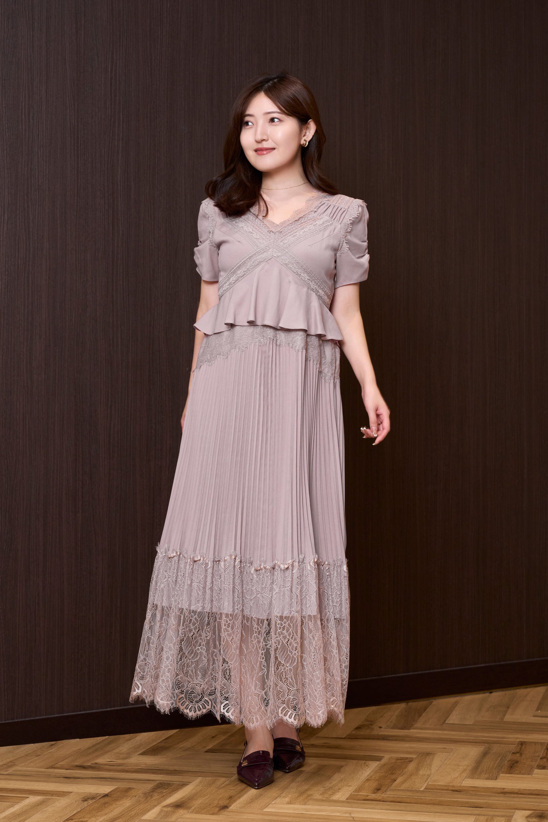 Giulia Lace Pleated Dress